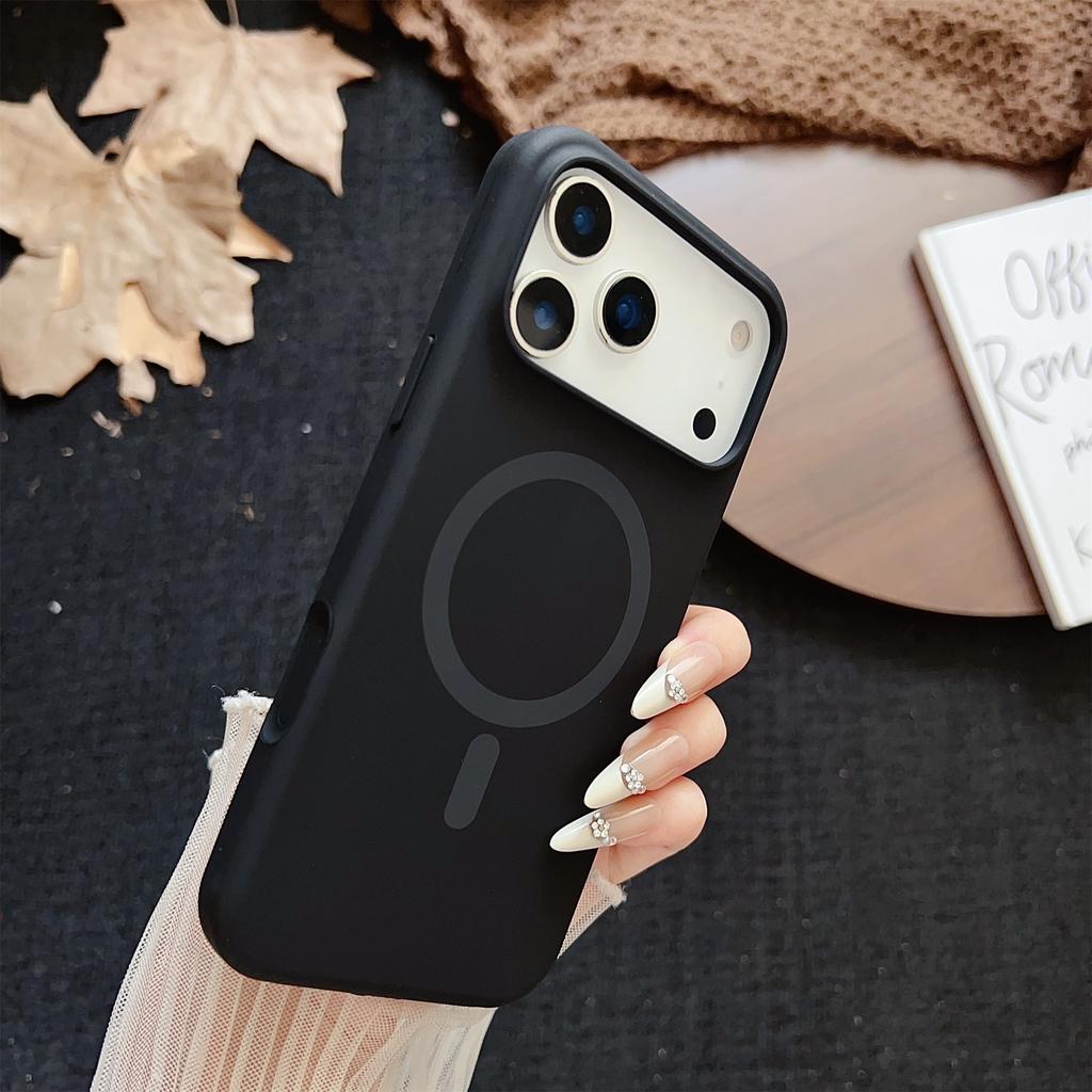 For iPhone 17 Pro Max Magnetic Case Silicone + PC Protective Phone Back Cover Compatible with MagSafe