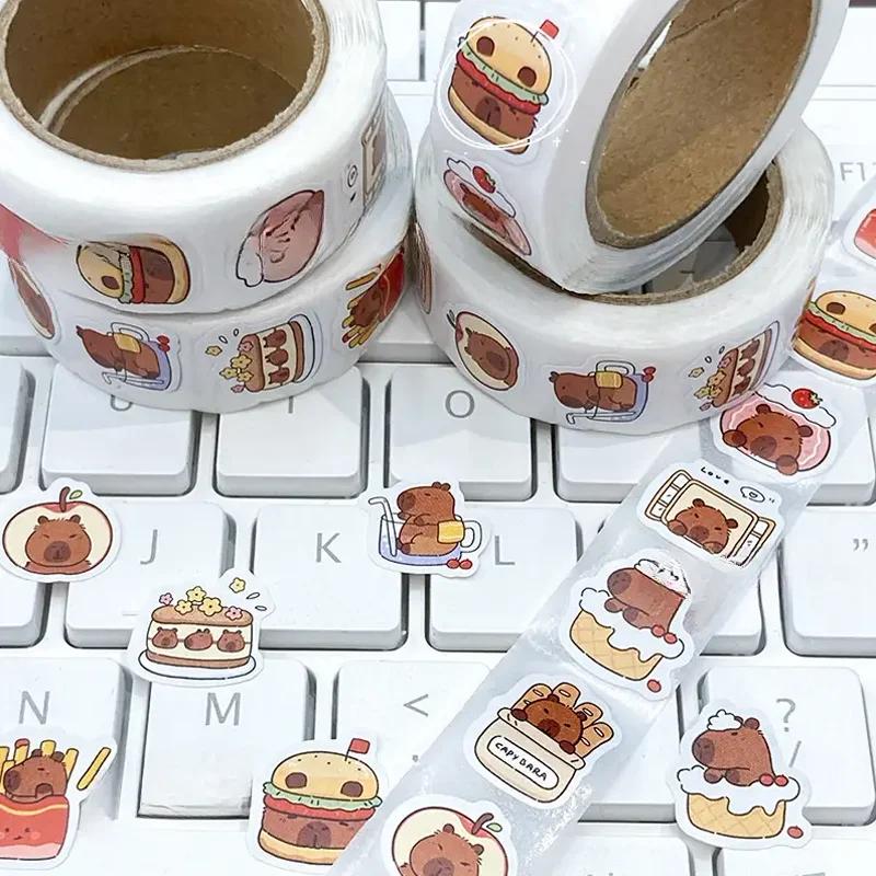 500 stickers capybara roll stickers high value cute cartoon decorative stickers sealing stickers