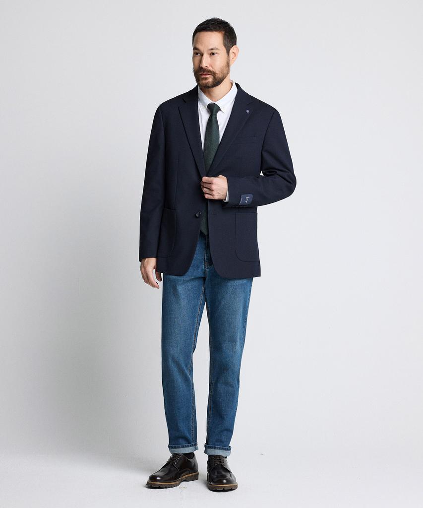 STCO Italy Marlane Wool Stretch Blazer Navy (Relaxed Fit)_Sjavc91Nsn