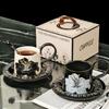 Керамическая кофейная чашка в стиле ретро с блюдцем, легкая, роскошная, высокого класса, кофейная чашка для послеобеденного чая, кружка для дома, подарочная коробка, сувенир