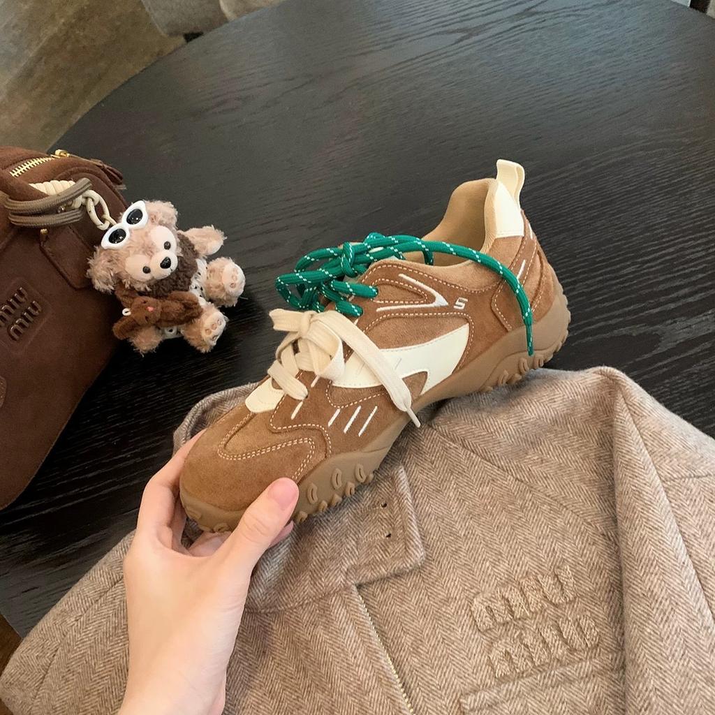 Leather Platform Heightening German Training Shoes Women's 2025 Spring New Retro Casual Sports Board Shoes Versatile Forrest Gump Single Shoes