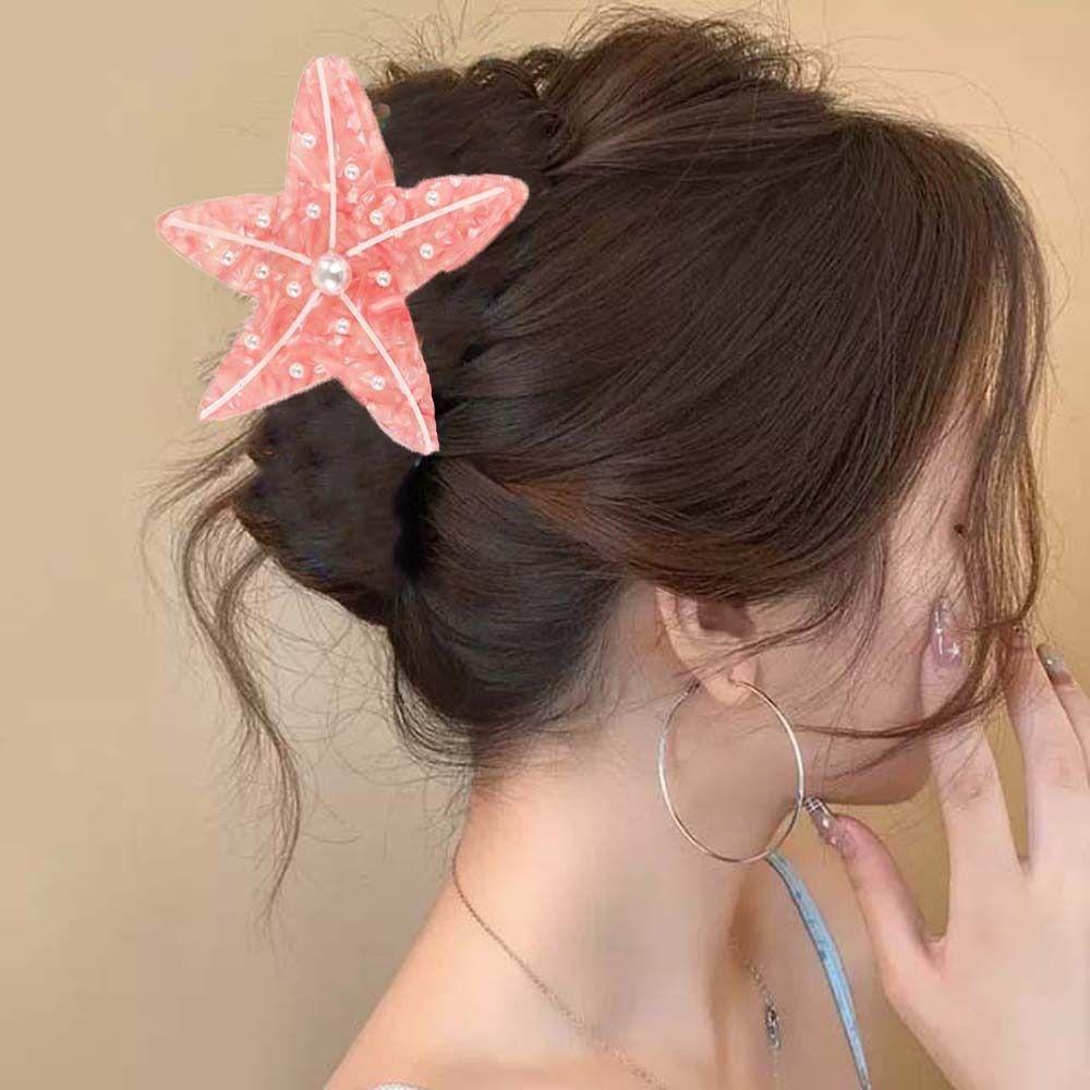 Contrast Color Conch Shark Clip Starfish Acetic Acid Hair Claw Fish Hair Claw Ponytail Holder