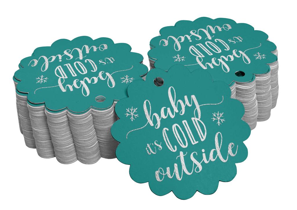Inkdotpot Gold Foil Paper Hang Tags Baby It's Cold Outside Baby Shower Favor Tags 100