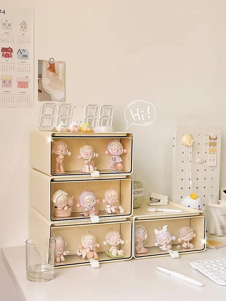 Полка-витрина для блайнд-боксов выдвижного типа, органайзер для канцелярских товаров, акриловый прозрачный настольный выставочный шкаф, коробка для хранения