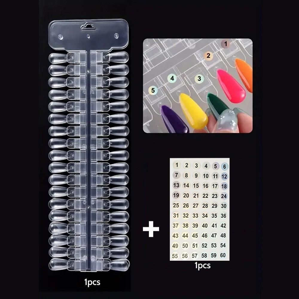 36pcs Set Natural Color False Nail Tips Teardrop Design Manicure Practice Board Gel Polish Display