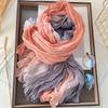 Elegant Pastel Pink & Mint Green Japanese Korean Style Scarf - Soft Drapey Lightweight Fabric, Neutral Beige & Lavender Tones, Versatile Head Wrap