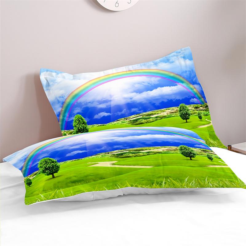 Bedding Set Rainbow Sky Duvet Cover Boys, Kid's Quilt Cover Girls Room Gorgeous Starry Sky Bedding King/Queen Duvet Cover Set