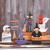 Halloween Wooden Ghost Sign Cute Ghost Witch Pumpkin Tiered Tray Decoration for Home Shelf Mantel Tabletop Windowsill Decor