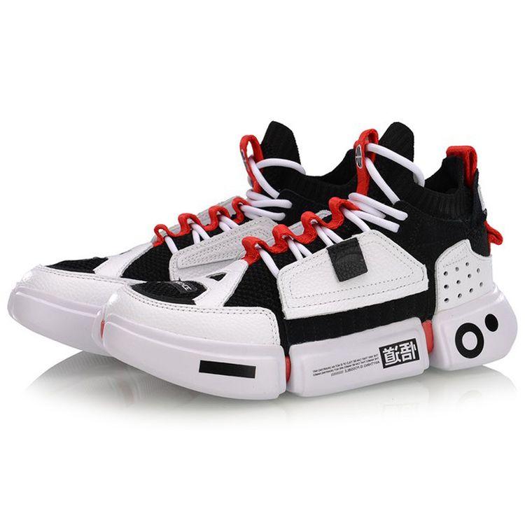 Баскетбольные кроссовки Li Ning Paris Fashion Week Wudao Ace Fabric Synthetic Leather Nubuck Mid-Top Retro, женские кроссовки, цвет черный, белый, красный AGBN062-12