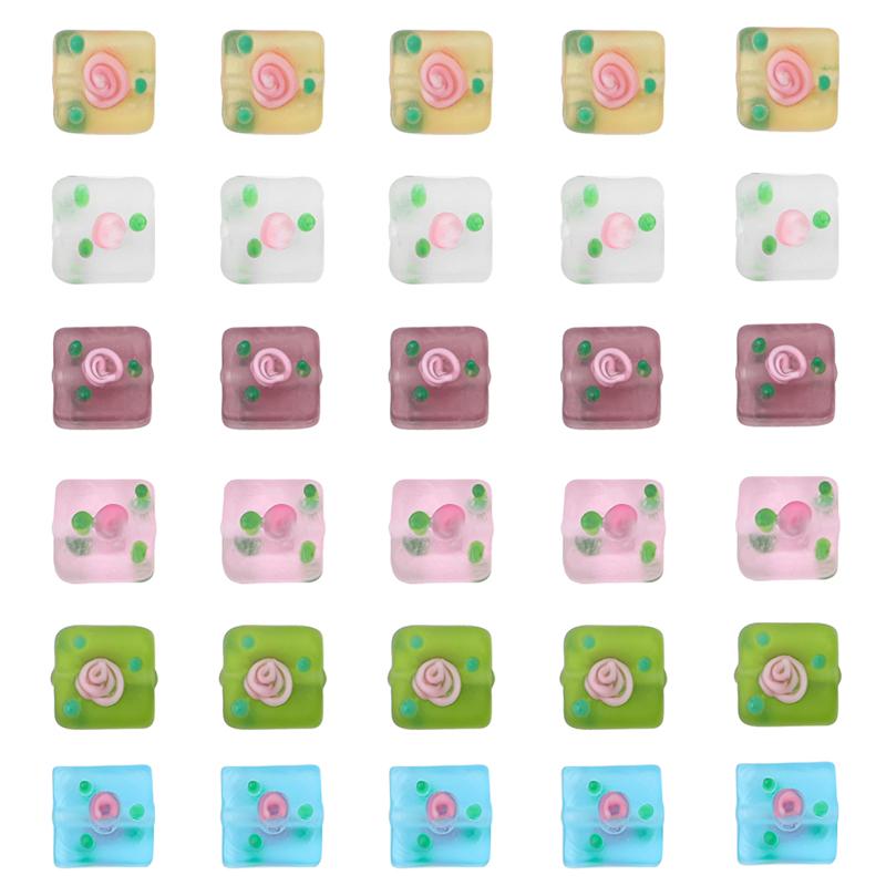 2 шт. ручная роспись матовые цветные стеклянные квадратные бусины для DIY ожерелье браслет серьги изготовление ювелирных изделий аксессуары для рукоделия