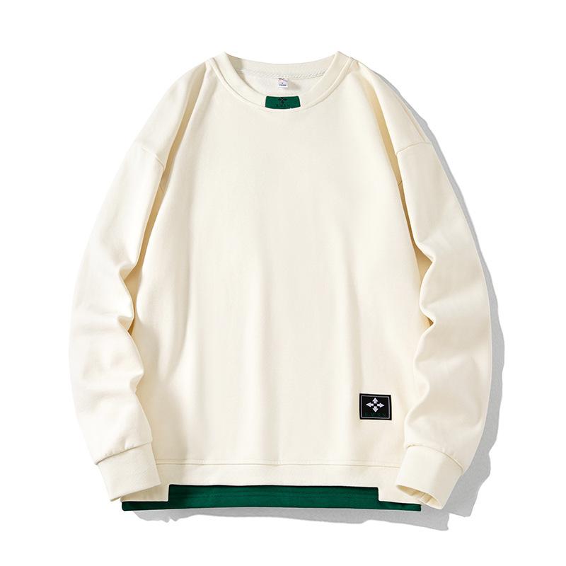 Большой размер свитер мужской весна и осень новый свободный длинный рукав футболка свободный тренд плюс толстый низ рубашка мужской