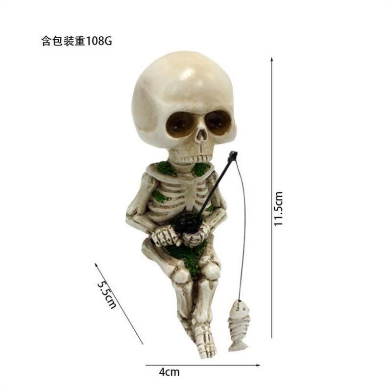 1PC Halloween Fishing Skeleton Resin Crafts Atmosphere Ghost Festival Decorative Ornaments