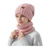2Pcs/Set Women Hat Scarf Set Solid Color Twist Texture Warm Thermal Knit Hat Neck Scarf Set Winter Outdoor Accessories