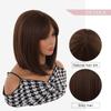 Short Straight Synthetic Wig Honey Color + Blue Bob Wig with Bangs for Women Cosplay Everyday Natural Hair Wig Heat Resistant Fiber