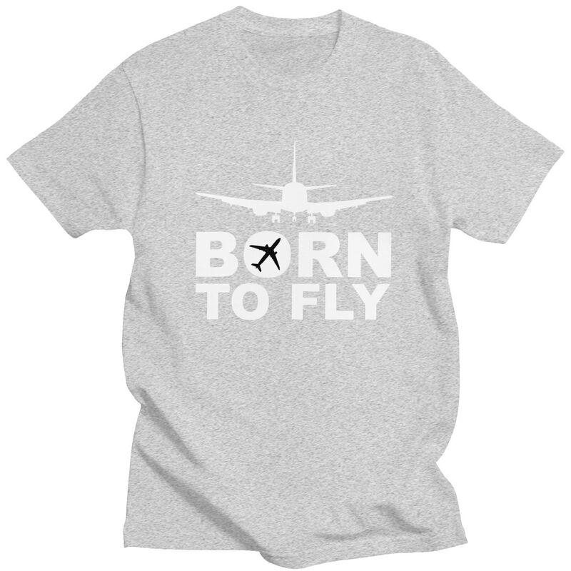 Мужская футболка с принтом 'Born To Fly' Самолет, короткий рукав, 100% хлопок, повседневная, авиация, самолет, подарок пилоту, модная футболка