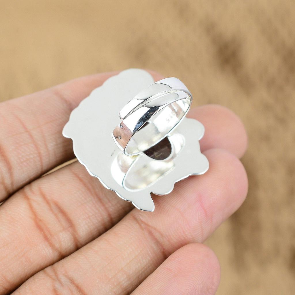 Gift For Her 925 Silver Natural Sunstone Gemstone Stackable Adjustable Ring