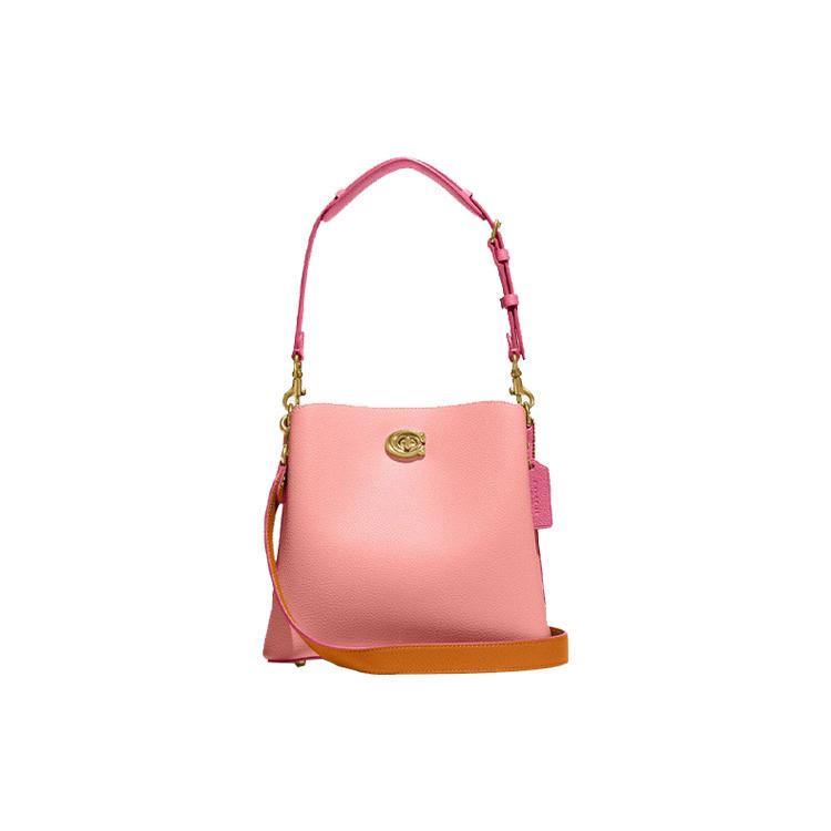 New COACH Willow Cow Leather Bucket Bag, Shoulder Bag, Crossbody Bag, Handbag Medium Women's Pink CA095-B4OSC