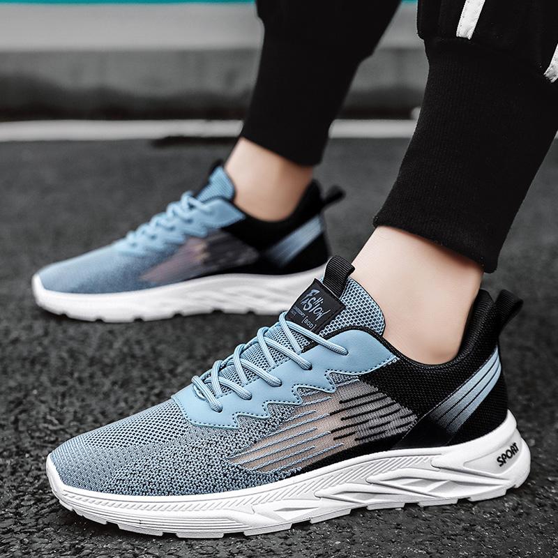 Fashion Blue Black Casual Sport Shoes Light Sneakers Men Outdoor Breathable Mesh Black Running Shoes Athletic Jogging Tennis Shoes