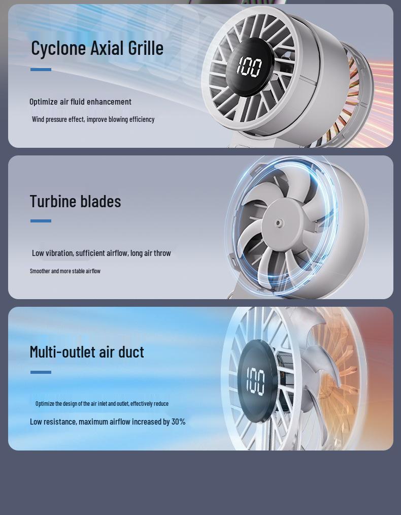USB Rechargeable High-Speed Portable Handheld Fan with Digital Display