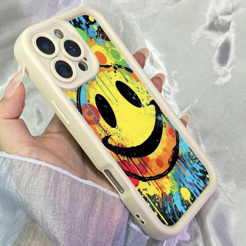 Мягкий чехол JT267 Graffiti Big Smiley Face для iPhone 17 16 15 14 13 Pro Max Samsung S26 S25 Ultra A17 A16 A07 A56 A36 A06 Xiaomi 15T Redmi 15c Note 14