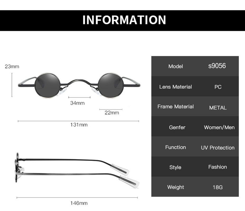 Мини-солнцезащитные очки в стиле ретро, ​​круглые мужские солнцезащитные очки в металлической оправе, маленькие солнцезащитные очки в круглой оправе для женщин, уход за глазами