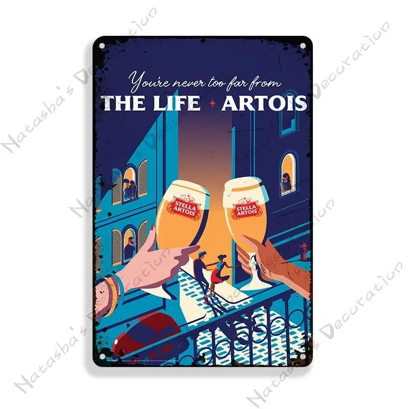 Декоративная тарелка Stella Artois Настенный декор Пиво Металлические знаки Настенная тарелка Винтажный металлический жестяной знак Индустриальный декор Домашний бар Жестяной знак