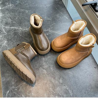 Кожаные теплые зимние ботинки женские 2025 зима новая мода короткие универсальные ботильоны женские на платформе ретро ботинки Мартина