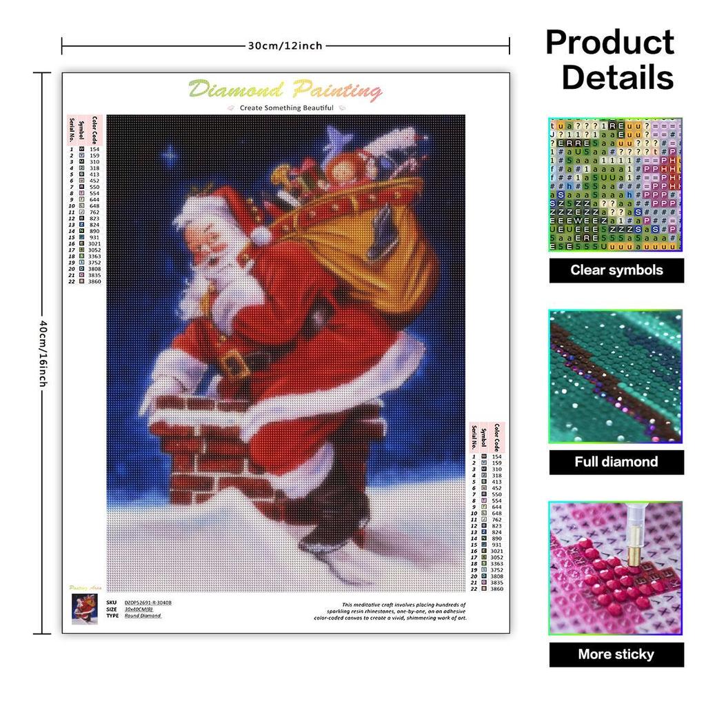 Рождественская алмазная живопись Санта-Клаус 5D DIY Мозаика Алмазная вышивка Домашнее украшение Искусство 30x40 см/12x16 дюймов