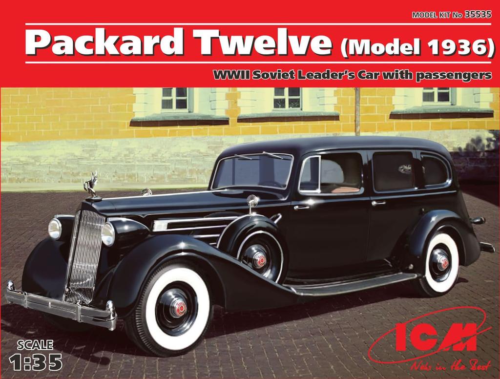 ICM Масштаб 1/35 Автомобиль советской армии Packard 12 лидера, 1936 с фигурой, набор пластиковой модели 35535