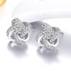 Womens Vintage Korean Fashion Elegant Anti-allergy 925 Silver Plated Eternal Heart Ear Stud Earrings Female Ear Jewelry Christmas Gifts