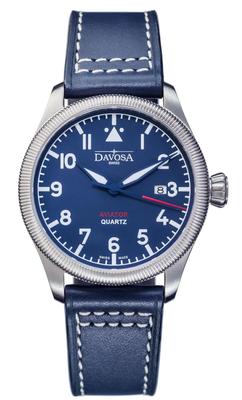 Мужские швейцарские часы Davosa Aviator с индикатором даты, синие, 162.498.45