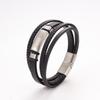 Shunquan Jewelry Фабрика кожаных браслетов В наличии Мужской персонализированный черный кожаный браслет с ID-планкой Настоящая кожа Модный обертывающий браслет