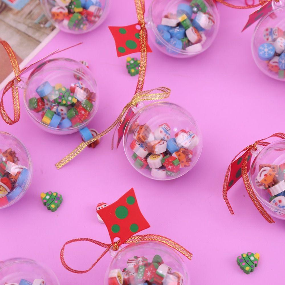 Cute Mini Christmas Eraser Kawaii Cartoon Christmas Ball Snowman Santa Pencil Erasers