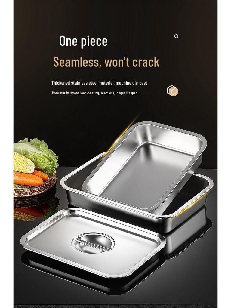 Очень большой глубокий прямоугольный самообслуживаемый пищевой бассейн из нержавеющей стали 304 с крышкой