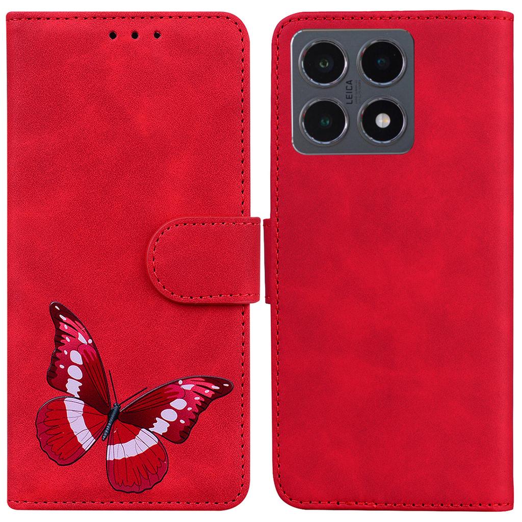For Xiaomi 15T Stand Case PU Leather Phone Cover Butterfly Printed