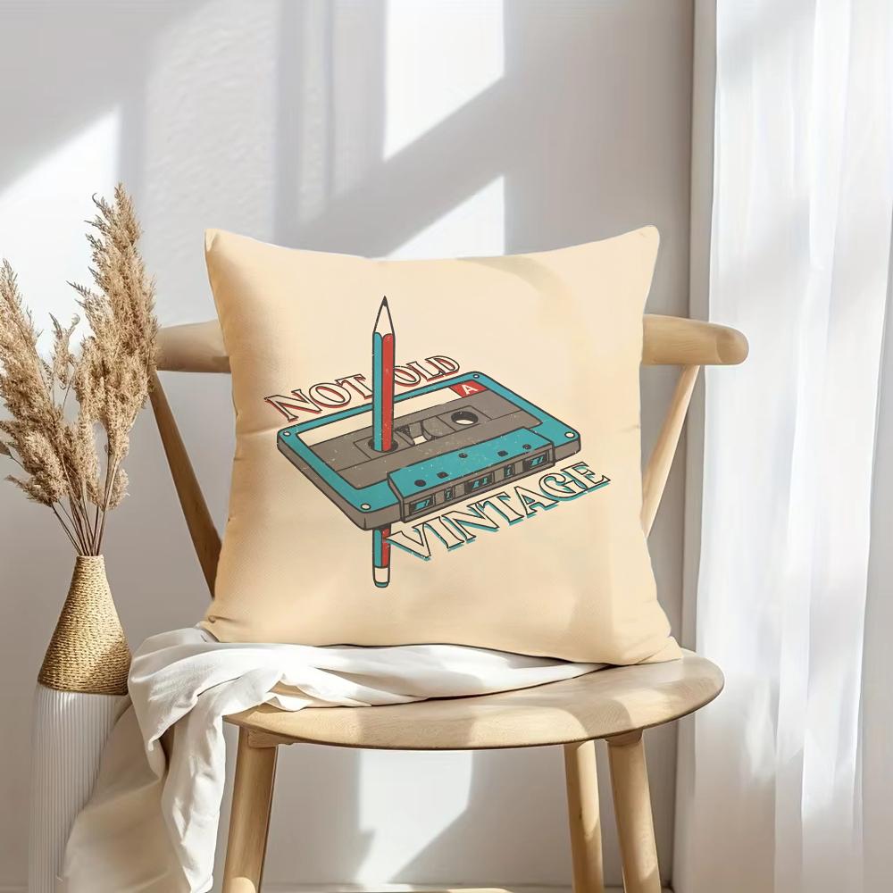 Retro Cassette Tape Cushion Cover Soft Plush Throw Pillow Cover DoubleSided Decorative Cushion Case Sofa Bedroom Home Decor