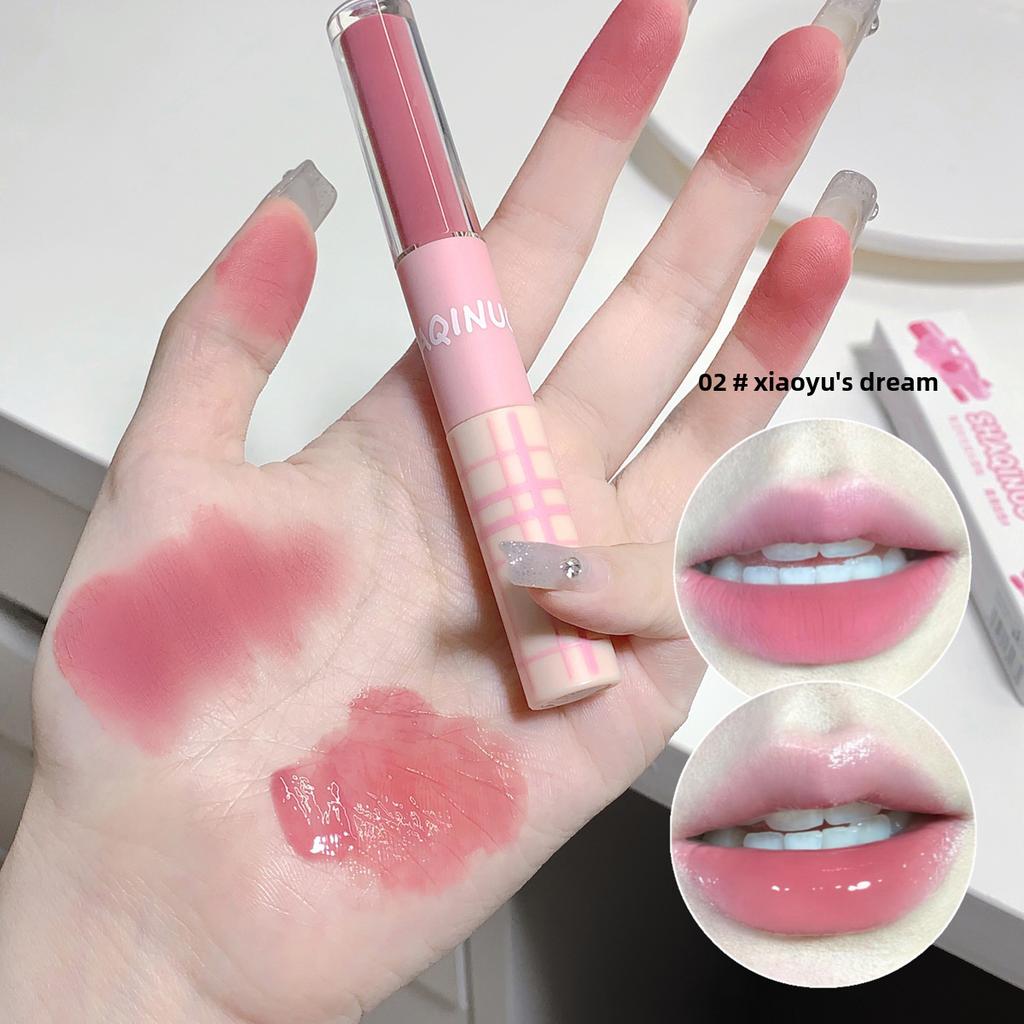 Двусторонняя помада-блеск для губ, матовый бархат и легкий блеск для губ, стойкое увлажнение, двухцветный макияж для губ