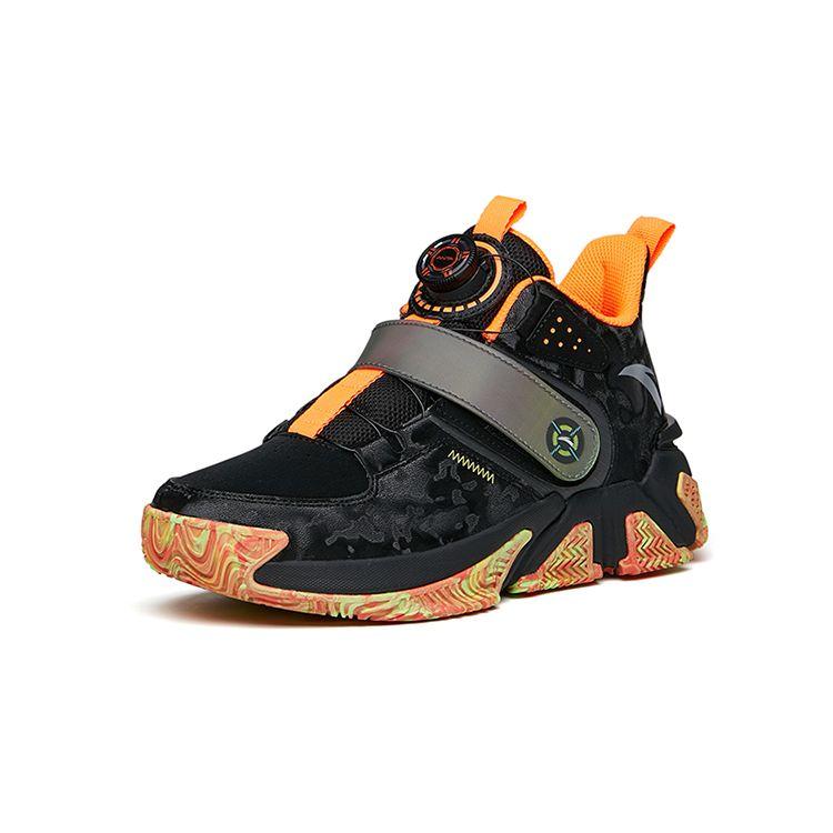 Anta Youth Childrens Sniper Comfortable Sports Non-Slip Shock Absorbing Wear-Resistant Casual Shoes Kids Casual Shoes Black Orange 312141102A-4