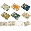 Kitchen Anti-slip Drain Mat Great Water Absorption Capacity Double-sided Washable Floral Printing Anti-skid Bottom Keep Clean Kitchen Dish Drying Mat