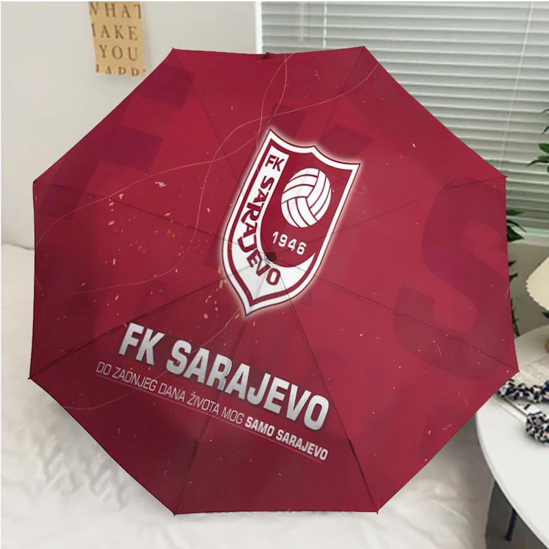 Автоматический зонт FK Sarajevo1946 с принтом, 8 спиц, железный каркас, пластиковая ручка, подходит для путешествий на открытом воздухе и на каждый день, идеальный подарок