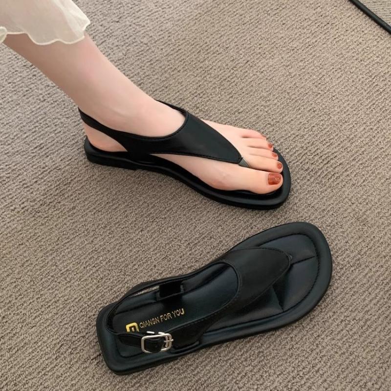 Женские сандалии-гладиаторы во французском стиле — летние новые мягкие сандалии на плоской подошве, универсальные пляжные и уличные римские туфли для вечерних нарядов