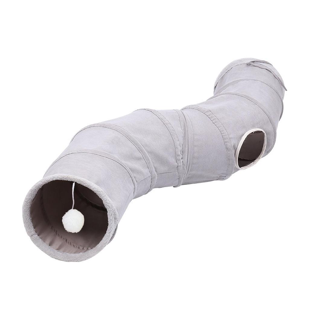 KANSITA Cat Tunnel Cat Toy Cat Tunnel with 4 Holes Foldable Cat Toy Stress Relief Convenient Storage Pet Tunnel Cat Tunnel Suede Interesting Hidden