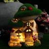 Сказочный Ландшафтный Орнамент Солнечный Светильник Освещаемый Грибной Дом Статуэтка из Смолы Подходит Для Наружной Ночной Выставки