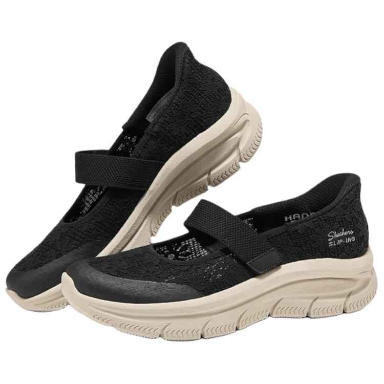 Skechers Современные удобные туфли Мэри Джейн без шнуровки Женская обувь Черный 159520-BLK