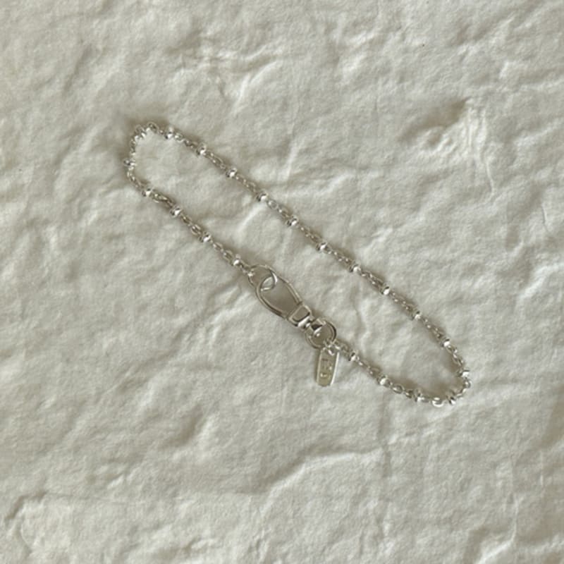 warmrecord Silver 925 Bagel ball Chain Bracelet_B014