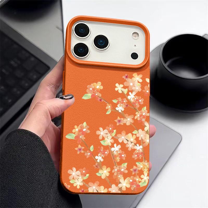 Чехол с цветочным узором «Цветы апельсина» для iPhone 17 Pro Max Funda iPhone 16 Pro Max 15 14 13 12 11 Air 16E Силиконовая накладка с текстурой кожи