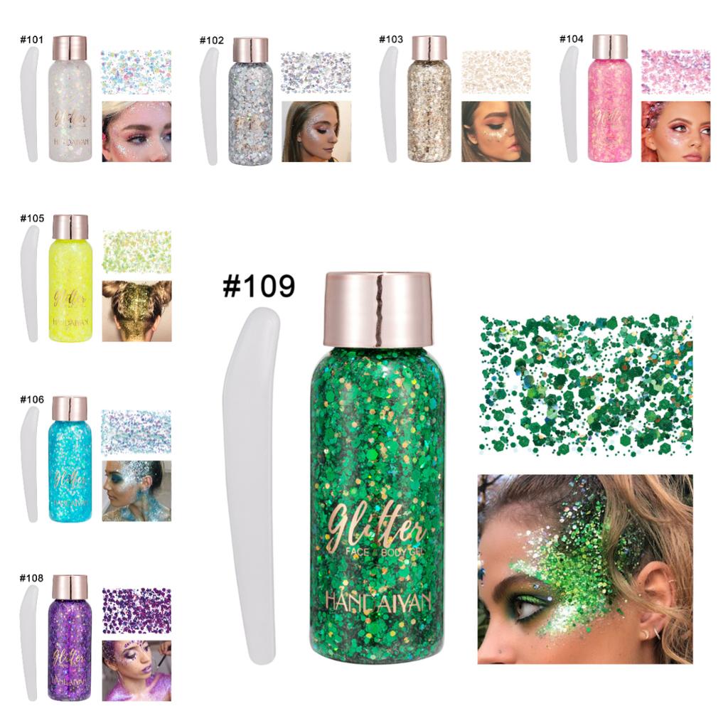 8pcs Chunky Glitter Face and Body Gel Set, Holographic Liquid Sequin Shimmer Eyeshadow, Sparkle Festival Hair Makeup for Stage Rave Party
