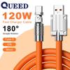 USB-кабель 180° Type C для быстрой зарядки, 120 Вт, 6 А, кабель из жидкого силикона, провод для Xiaomi, Huawei, Samsung, USB Bold, линия передачи данных