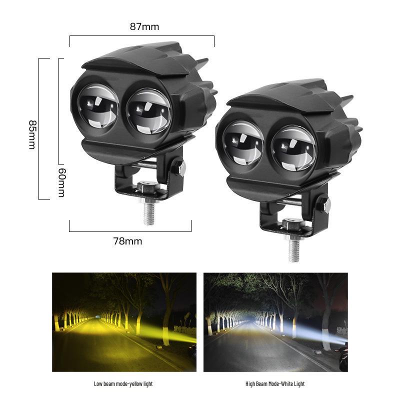 Светодиодная фара для мотоциклов, двухцветная, 80 В: Суперяркий дальний/ближний свет в белом/желтом
