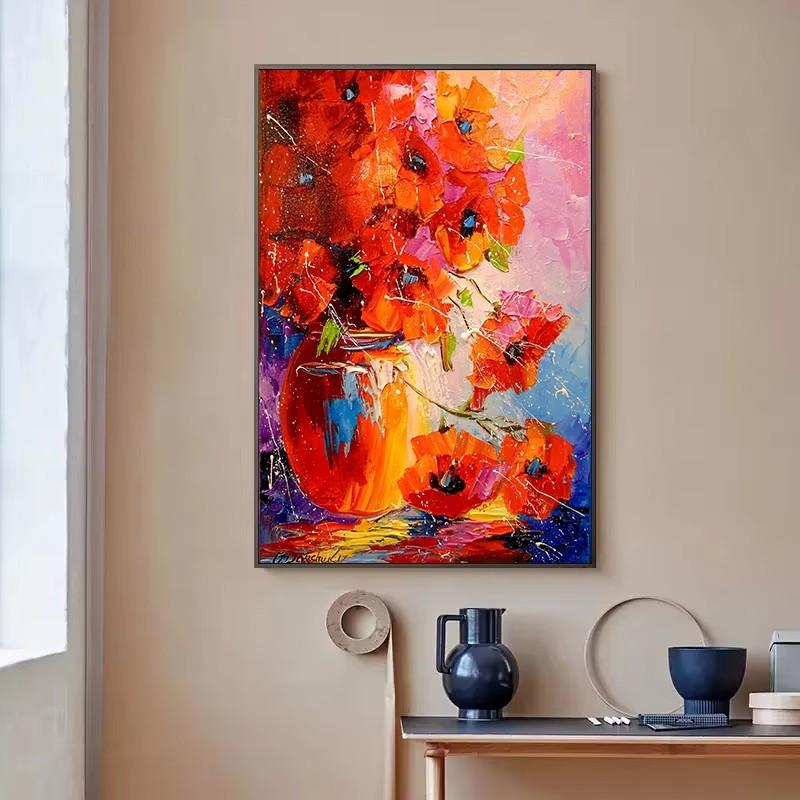 Red Flowers Sunset Landscape Canvas Painting Modern Posters and Prints Wall Art Pictures Cuadros for Living Room Home Decoration